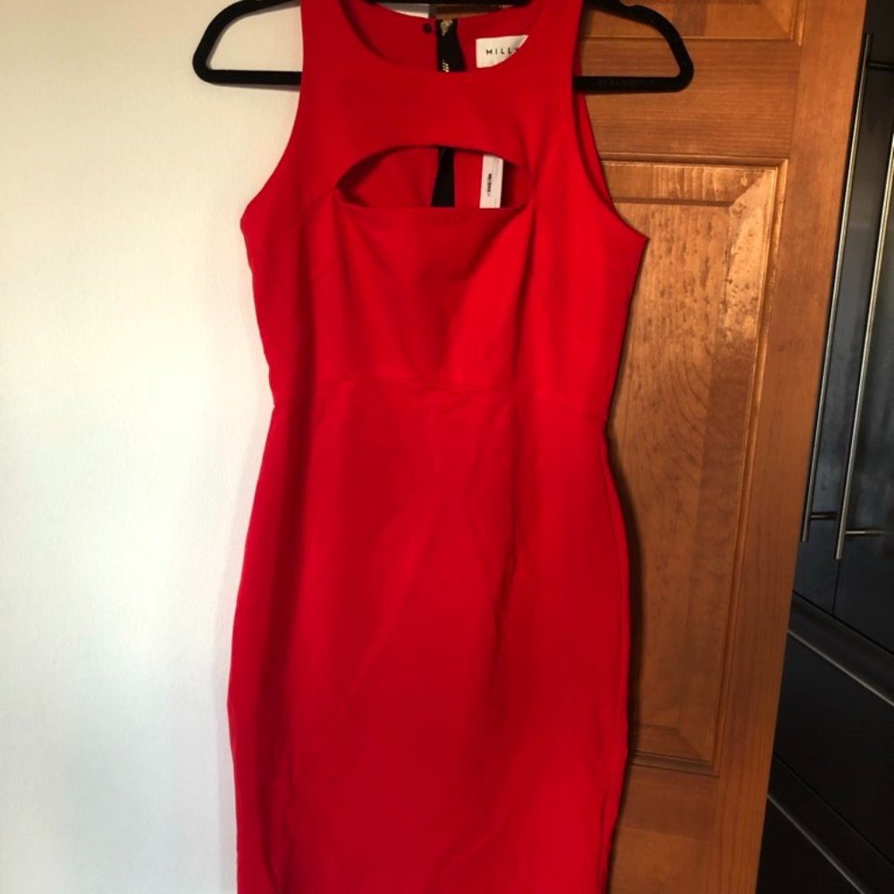 New With Tags - Milly Red Cutout Mini Cocktail Dress (Size 4)